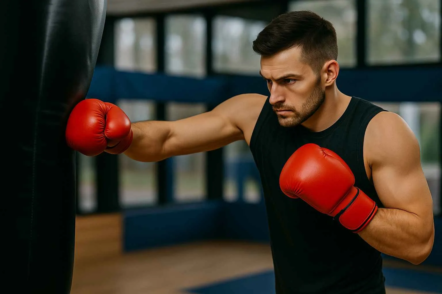 Adult man training in a Kickboxing class at The Eagle Kickboxing Academy, Birmingham